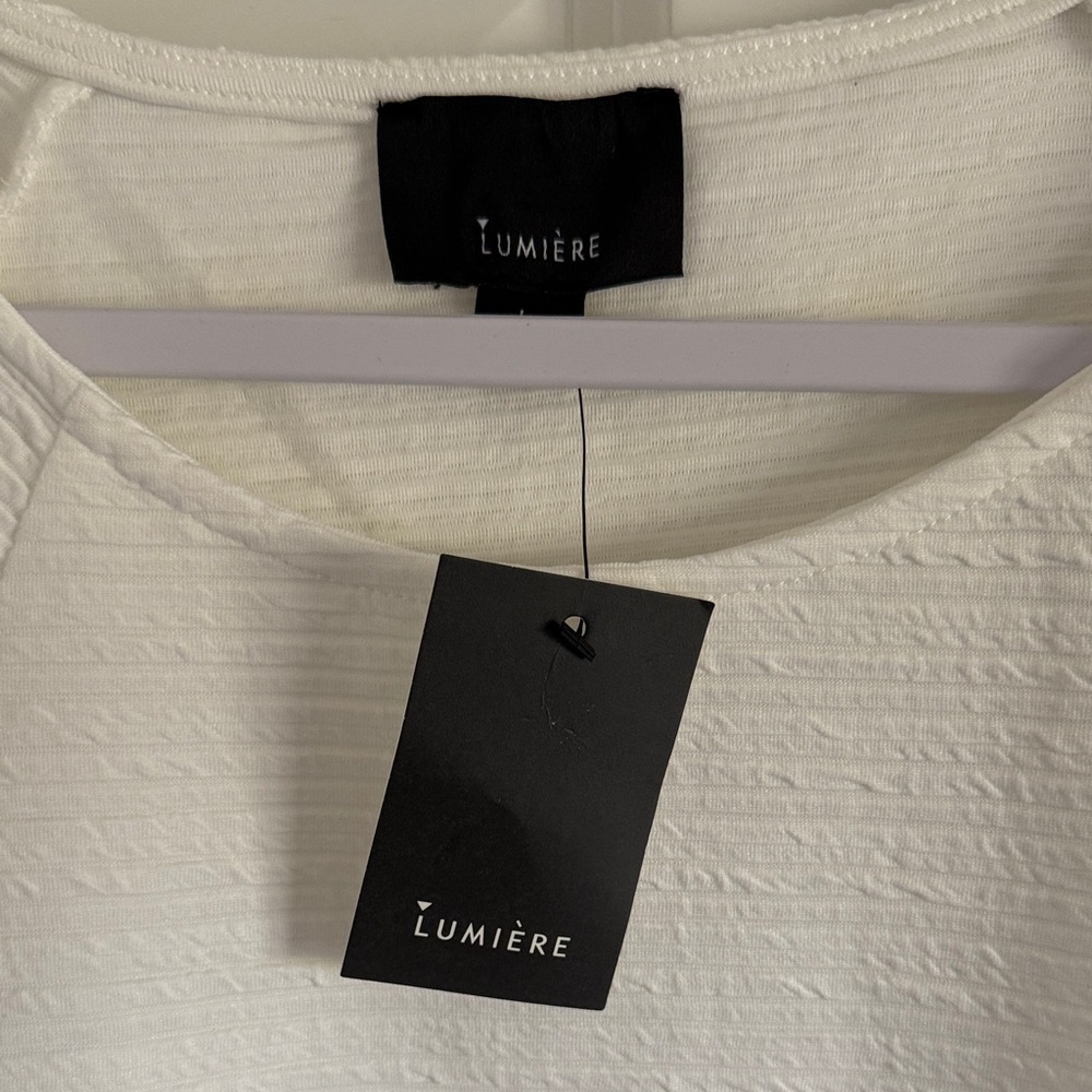 NWT Lumiere Textured White Shift Dress Size Large - Picture 4 of 7